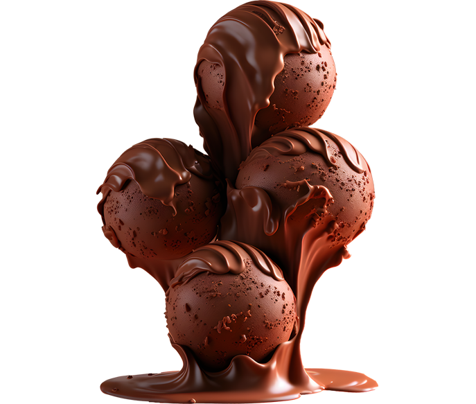 Brigadeiros gourmet com calda de chocolate